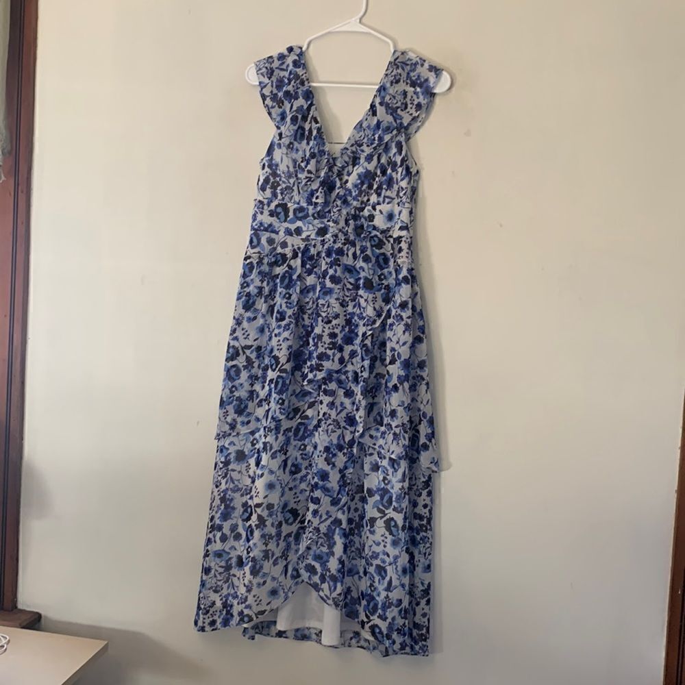Rachel Rachel Roy blue sheer tiered floral flowy dress Size 4 NWT